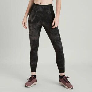 Kathmandu WDN Move 7/8 Length Leggings Sz L MEC Black Gray Acid Wash Swirl